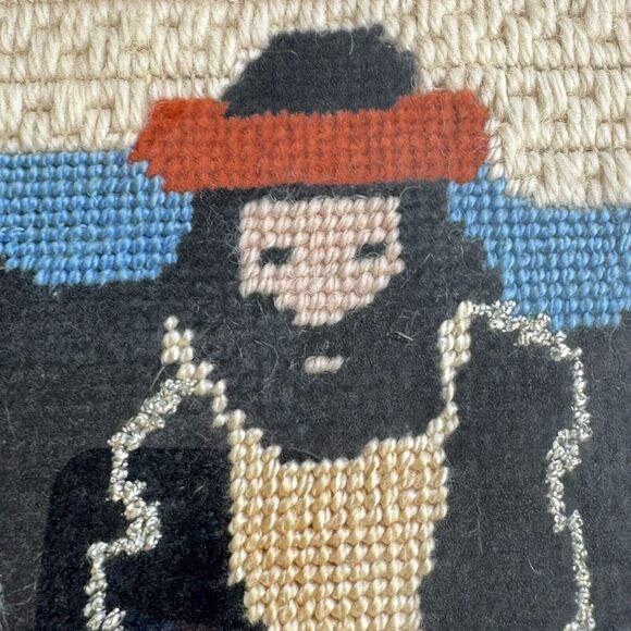 2 Needlepoint 17" Framed Art Horah Dancing Rabbi Judaism Judaic Jewish Hora SET - Picture 16 of 16